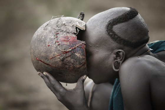 Suri cattle camp in the Omo Valley, Ethiopia