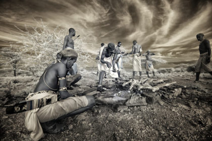 Samburu tribe warriors at a ceremony in Kenya