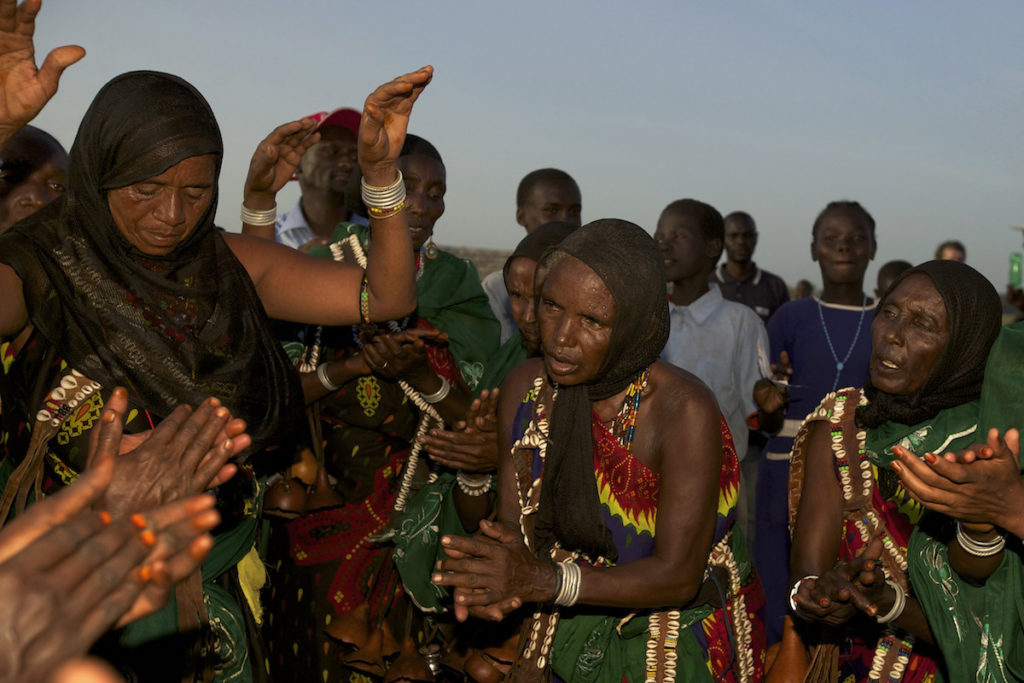 Borana tribe singing and dancing at the Turkana Festival, Kenya