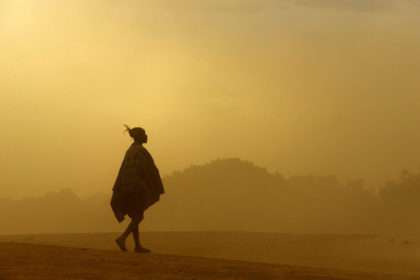 Tribes of the omo valley, Karo village during a dust storm