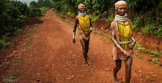 Bonda Tribe walking to market in Odisha India