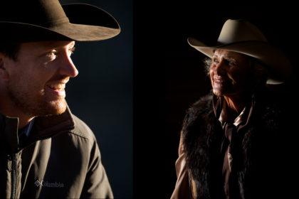 Portraits of a cowboy and a cowgirl captured at the horse photography workshop