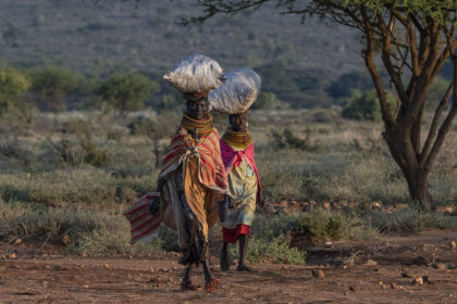 Turkana tribe women walking to market in Northern Kenya