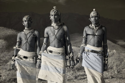 Infrared photograph of the Samburu warriors in Northern Kenya