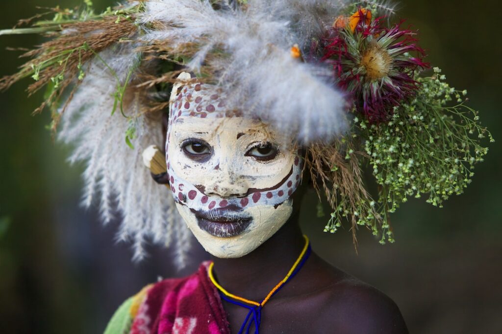 Suri tribe portrait in the Omo Valley created during a photo tour