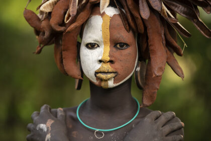 Portrait of a Suri Tribe Girl in the Omo Valley